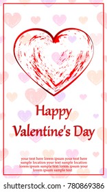 Valentine's Day. Greeting card with hearts and fireworks.