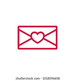 Valentines Day Greeting Card Icon. Envelope with Heart Shape Vector Illustration