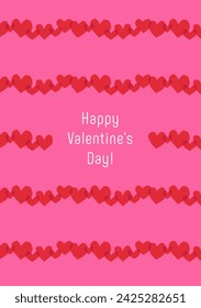 Valentine's Day. Greeting card. 
Illustration of the cute hearts in the rows