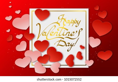 Valentine's day greeting card with the inscription and hearts