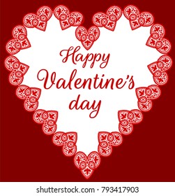 Valentines Day greeting card with a lace heart and inscription