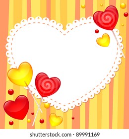 valentine's day greeting card with lollipops, vector