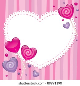 valentine's day greeting card with lollipops, vector