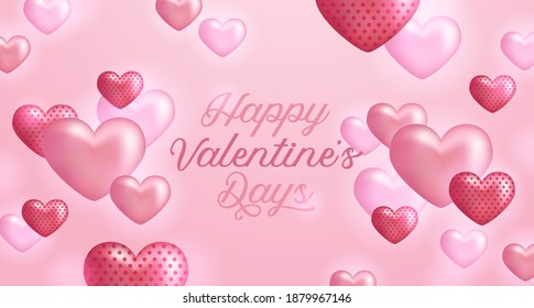 Valentine's day greeting card, love letter with 3d soft pink heart shape