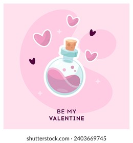 Valentines day greeting card with love potion
