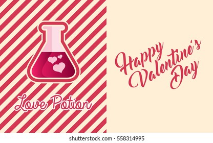 Valentines day greeting card with love potion
