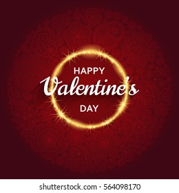 Valentines Day greeting card with many ornate elements. Vector illustration.