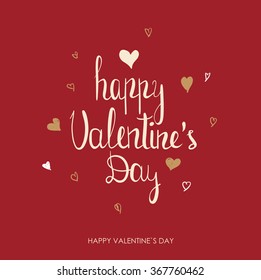 Valentines Day greeting card. Modern calligraphy. Hand drawn design elements. Handwritten lettering.