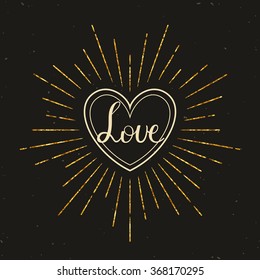 Valentines Day greeting card. Modern calligraphy. Hand drawn design elements. Handwritten lettering.