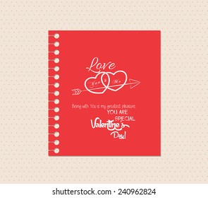valentines day greeting card with note