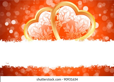 Valentine's Day Greeting Card on red background, vector illustration
