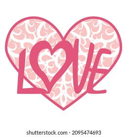 Valentine's day greeting card. ornamental heart shaped 3d decoration. Cutout lacy ornate heart. Laser cutting design element