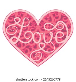 Valentine's day greeting card. ornamental heart shaped 3d decoration. Cutout lacy ornate heart. Laser cutting design element