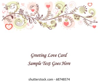 Valentines Day Greeting Card. Over white background. Vector illustration saved as EPS AI 8, no gradients, no effects, easy print.