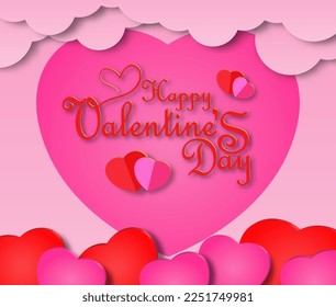 valentines day greeting card. paper cut design. Vector illustration	