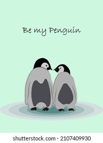 Valentine's Day greeting card with penguins