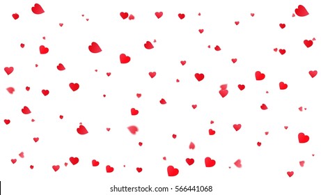 Valentines Day greeting card. Petals falling on white background. Valentines Day banner