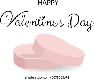 Valentine's Day greeting card with pink gift box. VectorVector illustration isolated on white background