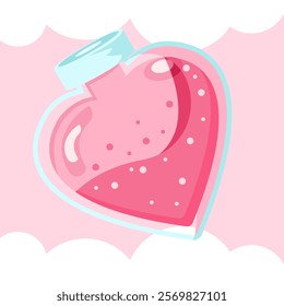 Valentine's day greeting card with pink heart. Vector illustration.