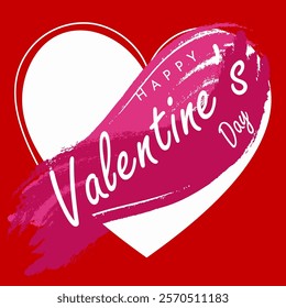 Valentine's day greeting card with pink heart. Vector illustration.