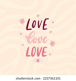Valentine's day greeting card, poster, print, invitation, sublimation, sticker decorated with doodles and lettering quote. EPS 10