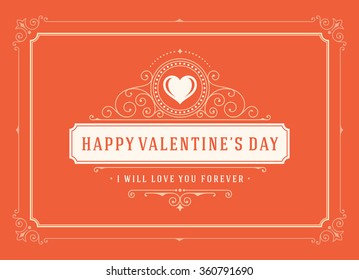 Valentine's Day Greeting Card or Poster Vector illustration. Retro typography design and texture background. Happy Valentines Day background, Valentine Card, Love Heart, Valentines day label.