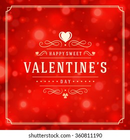 Valentine's Day greeting card or poster vector illustration. Retro typographic design and Magic Lights Sparkles background. Happy Valentines Day background, Valentines Card, Love Concept.