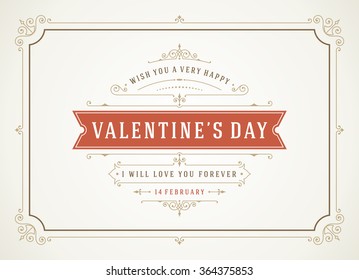 Valentine's Day Greeting Card or Poster Vector illustration. Retro typography design and texture background. Happy Valentines Day background, Valentine Card, Love Heart, Valentines day label.