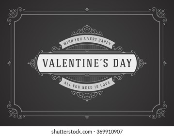 Valentine's Day Greeting Card or Poster Vector illustration. Retro typography design and texture background. Happy Valentines Day background, Valentine Card, Love Heart, Valentines day label.