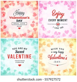 Valentines Day Greeting Card or Poster Design Template. Vintage Typographic Design and Abstract Vector Background. Happy Valentines Day Background