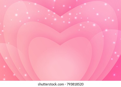 Valentine's Day. Greeting card and poster. Delicate pink hearts. Magical background