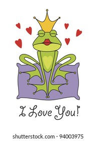 valentine's day greeting card with the prince frog
