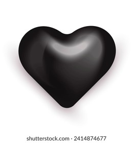 Valentines day greeting card. Realistic vector black heart. Great for valentine and mother's day cards, wedding invitations, party posters and flyers. Vector illustration.