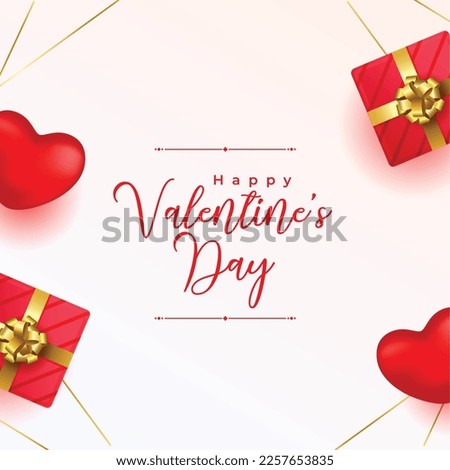 valentines day greeting card with realistic hearts and giftbox vector 