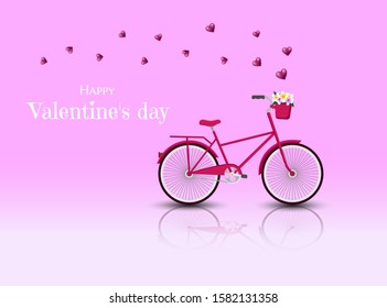 Valentine's day greeting card. Red Bicycle with hearts for Valentine's day vector