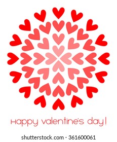 Valentine's day greeting card with red hearts. Vector illustration