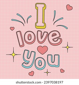 Valentine's Day greeting card. Retro style. Y2K aesthetic. Vector illustration.