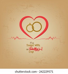 valentines day greeting card with rings