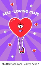 Valentine's day greeting card, self love, valentine, groovy 