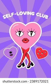 Valentine's day greeting card, self love, valentine, groovy 