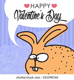 Valentines day greeting card set with funny animal character.