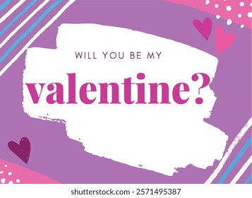 Valentines day greeting card with sign be my valentine on lovely cute background for decoration, banner sale, promotion, party poster, stamp, label, tag, special offer. 