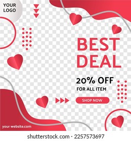 valentines day greeting card. social media post template for february 14th valentines day event.BEST DEAL