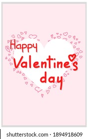 Valentine's day greeting card template. Happy Valentine's day, Love you text. Holiday concept. Vector illustration for design with copy space.