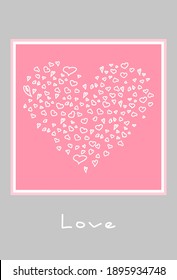 Valentine's day greeting card template. Happy Valentine's day, Love you text. Holiday concept. Vector illustration for design with copy space.