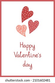 Valentine's day greeting card template with an envelope with a love letter and hearts. Love. I love you. Happy Valentines day. Postcard or banner. Decoration for Valentine day. Color image on a white 