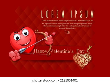 Valentine's Day greeting card template with empty space for your text. Vector illustration
