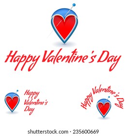 Valentine's Day greeting card template for a heart on a white background