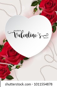 Valentine's day greeting card templates with realistic of beautiful red rose on background color. Vector Eps.10