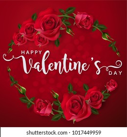 Valentine's day greeting card templates with realistic of beautiful red rose.